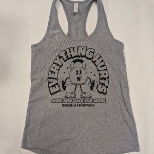 Barbells And Ponytails Racerback "Everything Hurts" Tank Top Sz M New